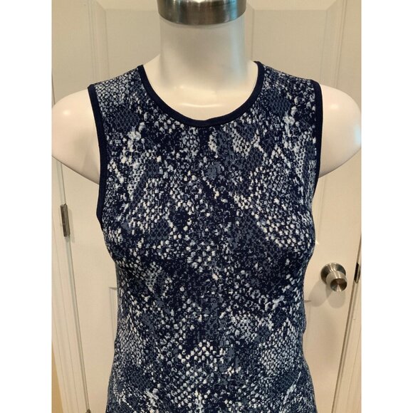 Michael Kors Blue Geometric Reptile Patterned A-Line Dress, Size s - Picture 2 of 6